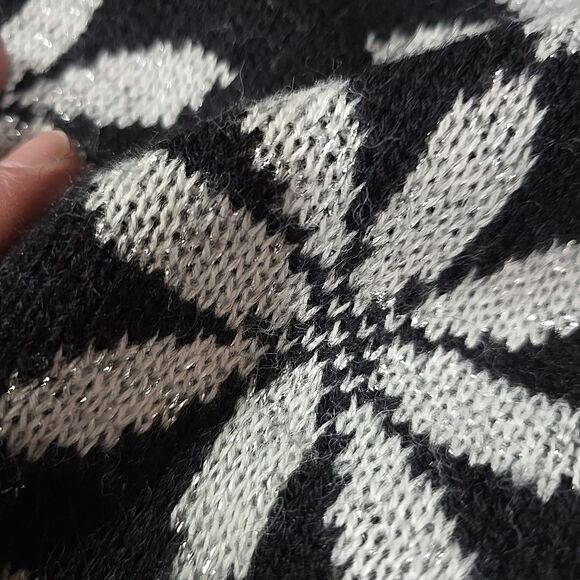 VTG 80s Silver Geometric Sweater Lg/XL Sparkle Witchy Holiday Goth Rock Fairy - Picture 4 of 11